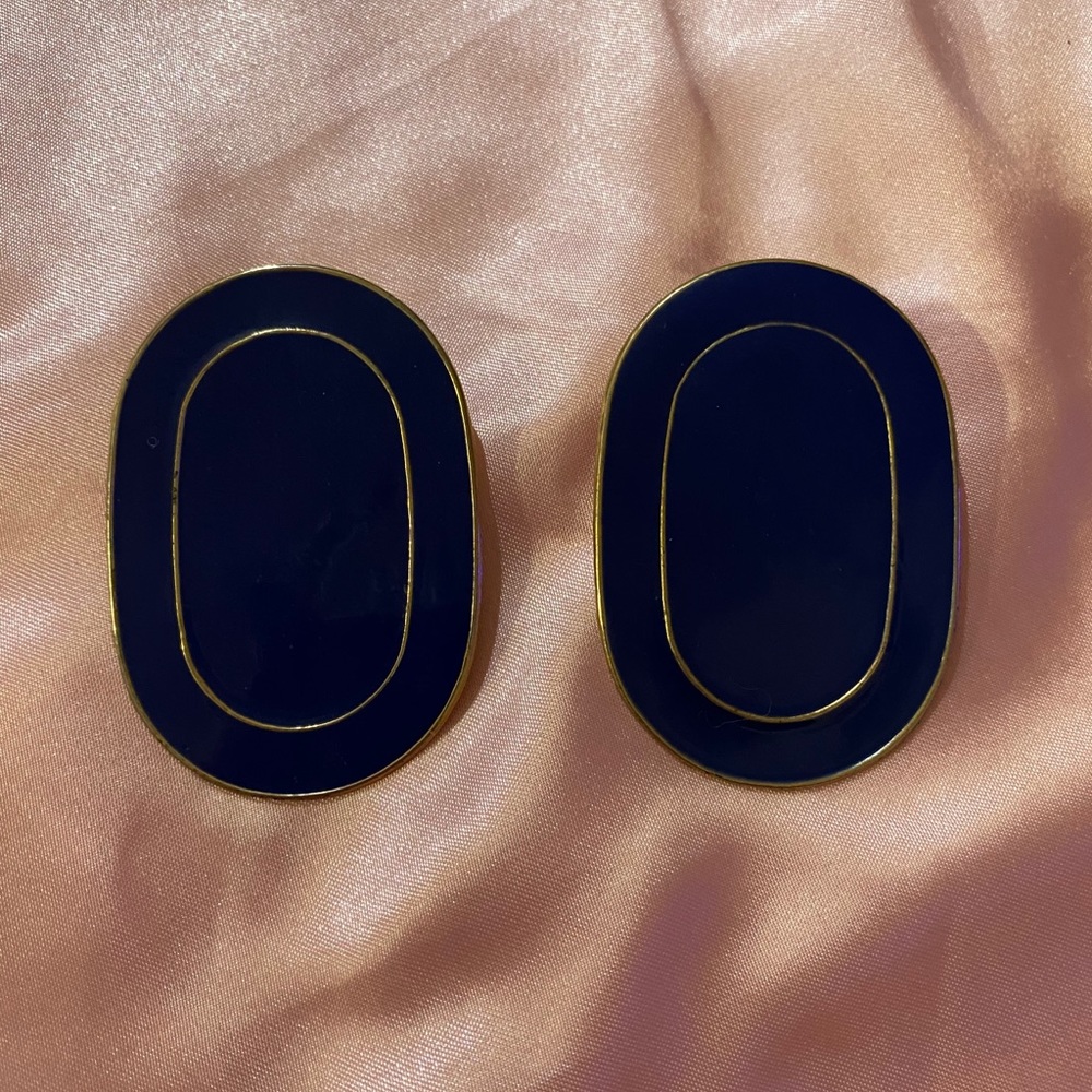 Vintage Style Blue Gold Mod Earrings